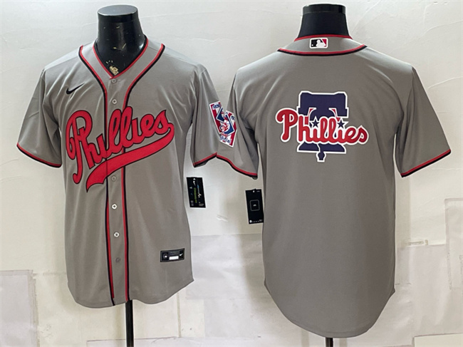 Men's Philadelphia Phillies Team Big Logo Gray 2026 Field of Dreams Stadium Stitched Baseball Jersey
